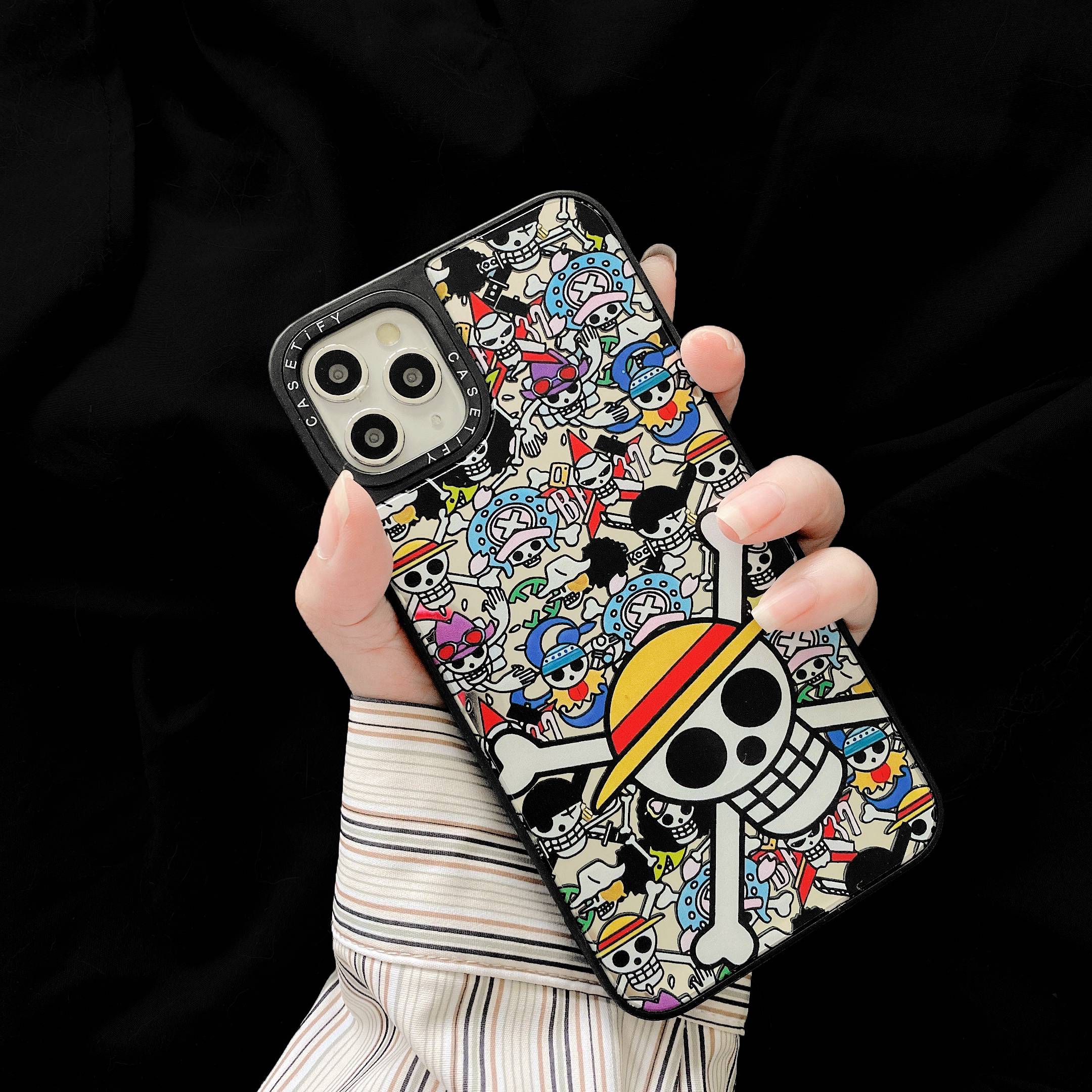 【Luxury + Mirror casetify 】Ốp Case iPhone 12 Pro Max 11 Pro max 8 plus 7 plus 6s 6Plus iPhone XR SE2020 XS Max X 12mini 12Promax Cứng Mặt Gương In Hình Nhân Vật One Piece Cho