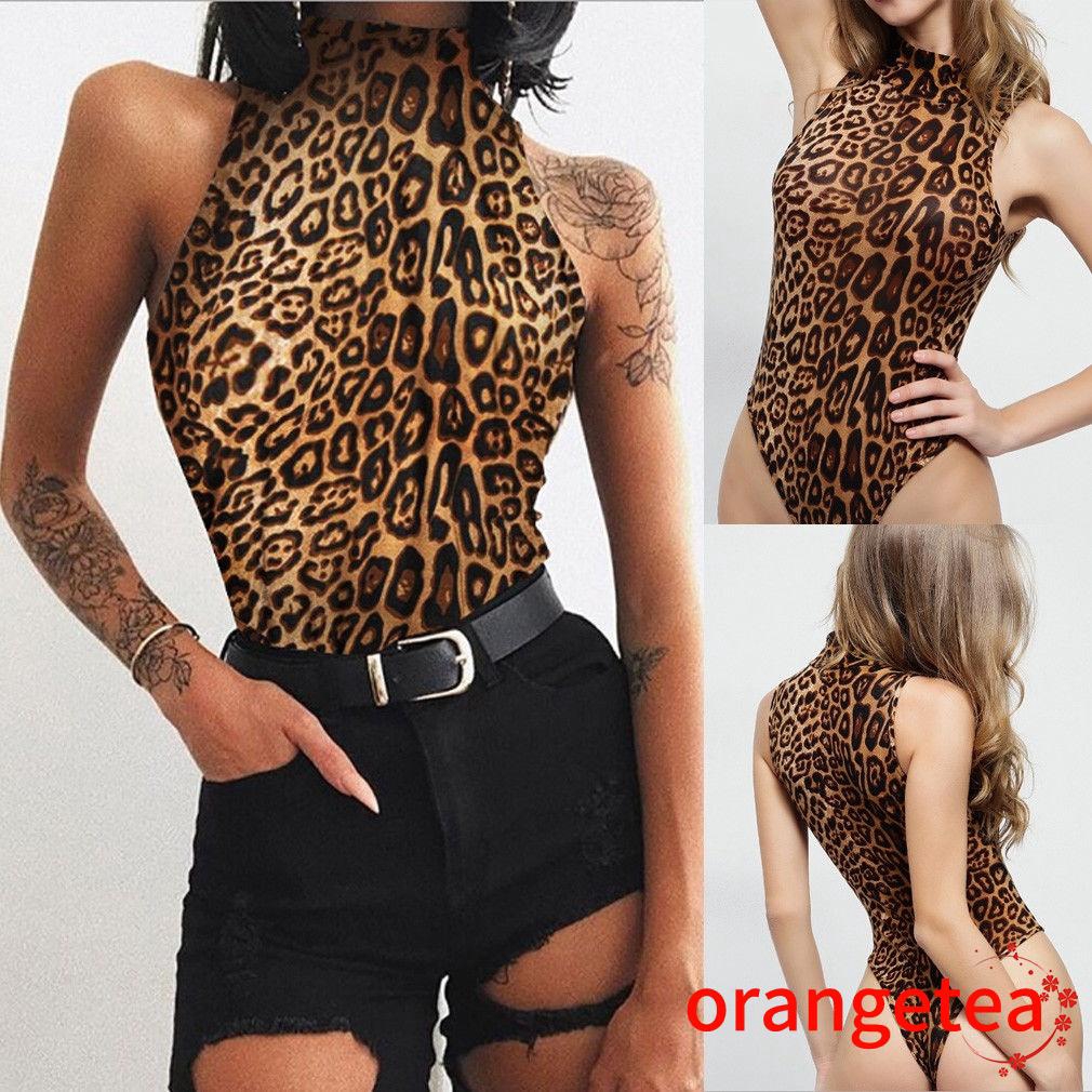 Women Sexy Lingerie Lace Babydoll G-String Teddy Leopard Sleeveless Bodysuit Jumpsuit