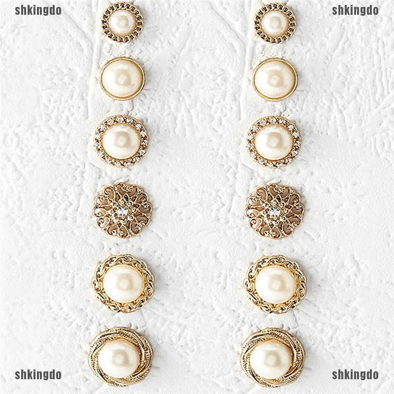 THINH Set 6 Đôi Khuyên Tai Đính Đá Thanh Lịch Cho Nữ