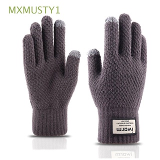 AHOUR1 Men Knitted Gloves Winter Touch Screen Men's Gloves Wool Knit Windproof Warmer Cold-proof Driving Thick Finger Glove/Multicolor