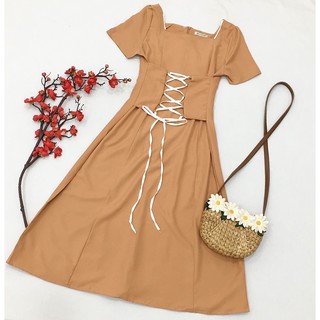 Đầm váy đan dây eo 2 màu (kèm hình thật)