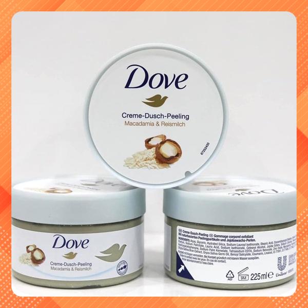 Tẩy Da Chết DOVE của Đức 225ml Macadamia - sữa gạo