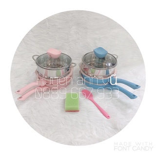 Xoong quấy bột cho bé , nồi nấu cháo cho bé có xửng hấp.