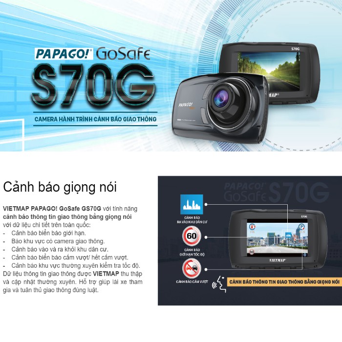 Camera hành trình Vietmap Papago S70G (Kèm Thẻ Nhớ 64Gb + Lắp Đặt) | BigBuy360 - bigbuy360.vn