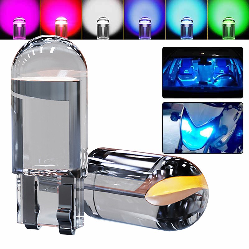 Set 10 Đèn led w5w 194 t10 cob 6000k Ánh Sáng Trắng / Xanh / Đỏ Gắn Biển Số Xe Ô Tô