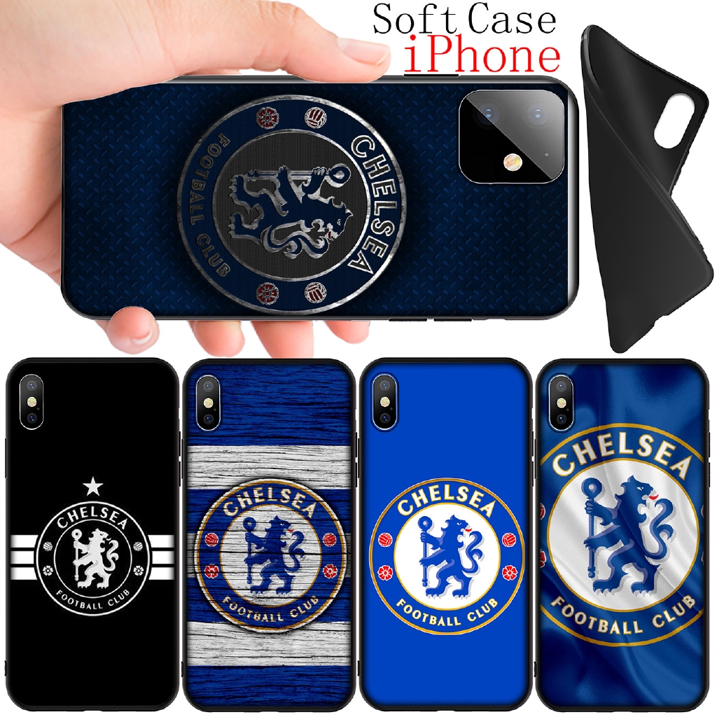 Ốp điện thoại TPU silicon đen mềm in hình logo đội bóng Chelsea cho iPhone 11 Pro XR X XS Max 6 6s 7 8 Plus