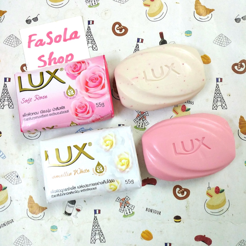 Xà phòng LUX 55g Indonesia xuất Thái Lan các màu xà bông cục soap sáp, tắm, hồng, trắng, tím, xanh xp