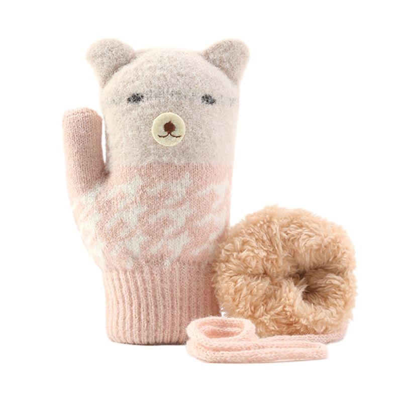 Găng Tay Dệt Kim Dày Dặn Ấm Áp Hình Gấu Dễ Thương Chống Gió Mùa Thu Đông Cho Bé Trai Và Bé Gái
