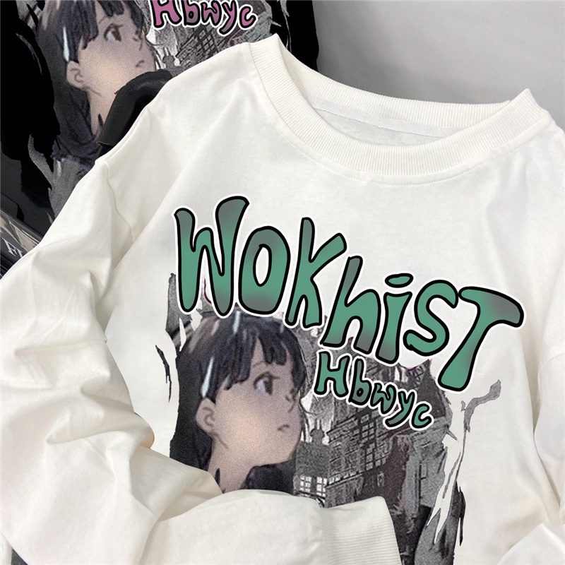 NRVP Áo Thun Tay Dài Oversize In Họa Tiết Phong Cách Hàn Quốc Thời Trang Cho Nam Và Nữ