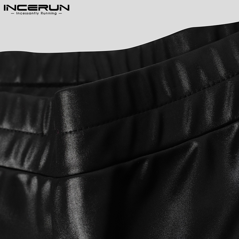 Quần dài INCERUN dáng ôm vừa vặn lưng thun màu trơn thời trang thường ngày cho nam