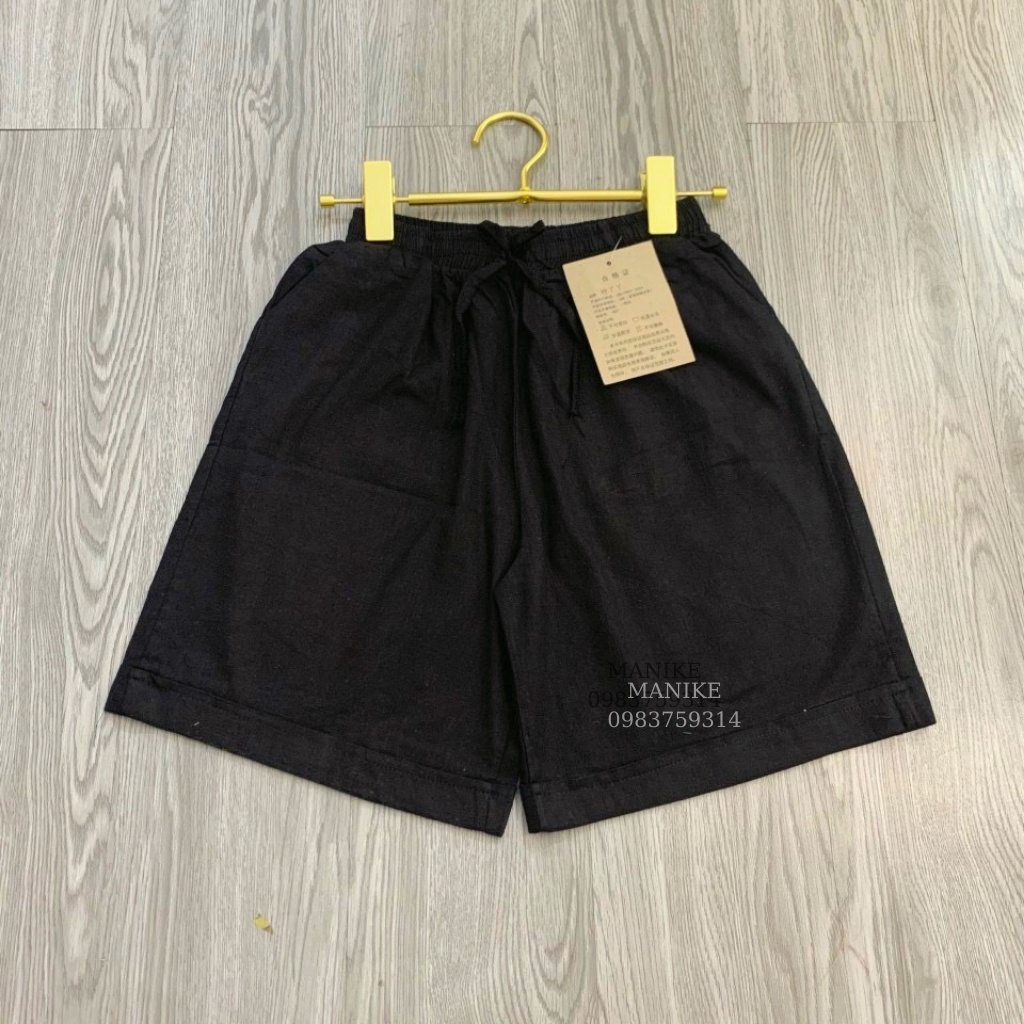 Quần Đùi Nữ Manike Chất Thô Kaki Mặc Nhà Đi Chơi Dáng Short Cạp Cao Lưng Thun