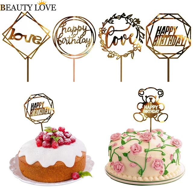 [Mới] Que Cắm Trang Trí Bánh Sinh Nhật 9 Loại Bằng Nhựa Acrylic