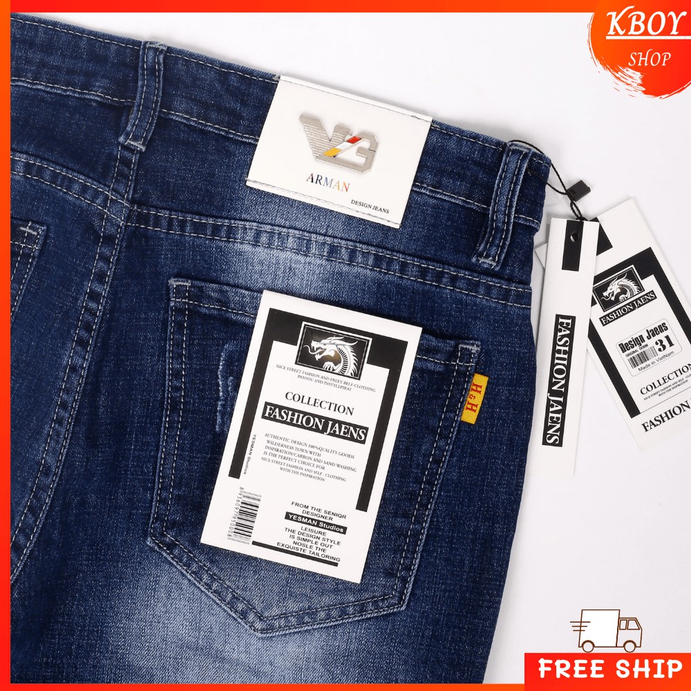 Quần jean nam [𝐅𝐑𝐄𝐄𝐒𝐇𝐈𝐏] Quần jeans rách ống ôm chất bò cao cấp vải mềm mịn hợp dáng - QJ08