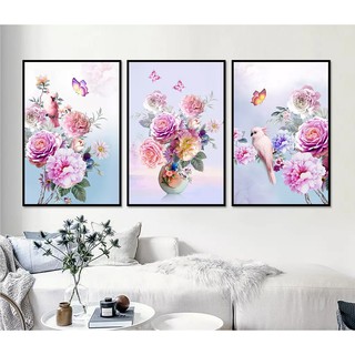 Bộ 3 tranh ghép treo tường VTC Hiện đại tường hoa hồng  VIP OP_17626536 sassy 30 x 45 cm
