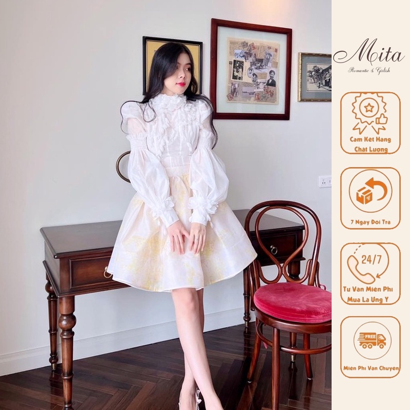 Mita Boutique - Set Đồ Nữ Áo Sơ Mi Kết Hợp Chân Váy Ngắn Xoè Tiểu Thư Yuna Mita - MIDA0104