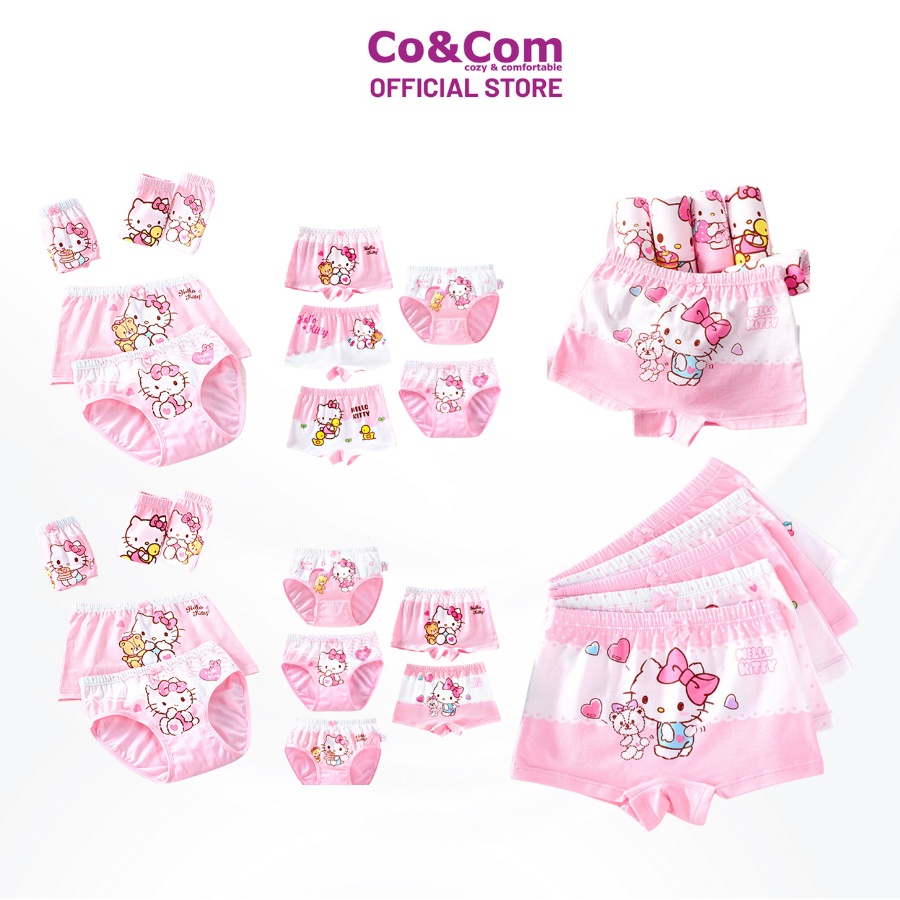 Set 2 Quần Lót Đùi, Quần Chip Bé Gái 12-17 Kg Co&amp;Com CD021 Nhiều Hình Dễ Thương Mềm Mát Co Giãn