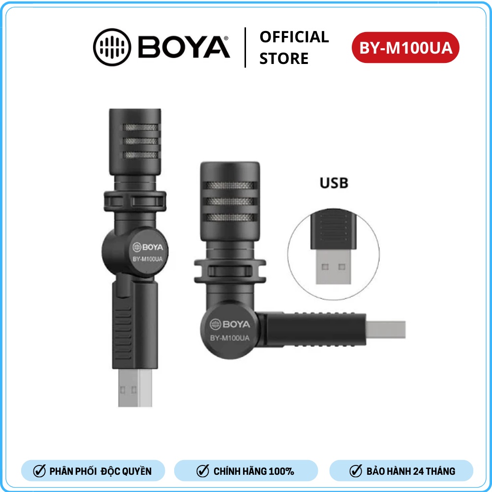 BOYA BY-M100UA - Hàng Chính Hãng - Mic thu âm Mini cổng USB dành cho Laptop Windows và Mac