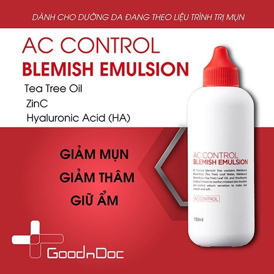 Bộ dưỡng da Goodndoc Ac Control Blemish dành cho da mụn, giảm mụn, giảm thâm, kiềm dầu (srm+toner+tinh chất) -NHUN