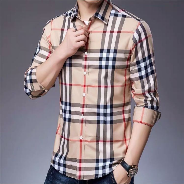 Hàng Có Sẵn Áo Sơ Mi Caro Tay Dài Size Lớn Màu Sắc Tương Phản Thời Trang Xuân Thu Cho Nam