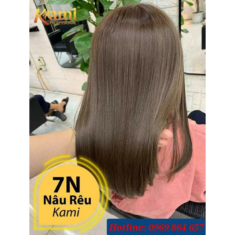 Thuốc nhuộm tóc màu nâu tây Kami không cần tẩy tóc, tặng trợ dưỡng và phục hồi tóc sau nhuộm