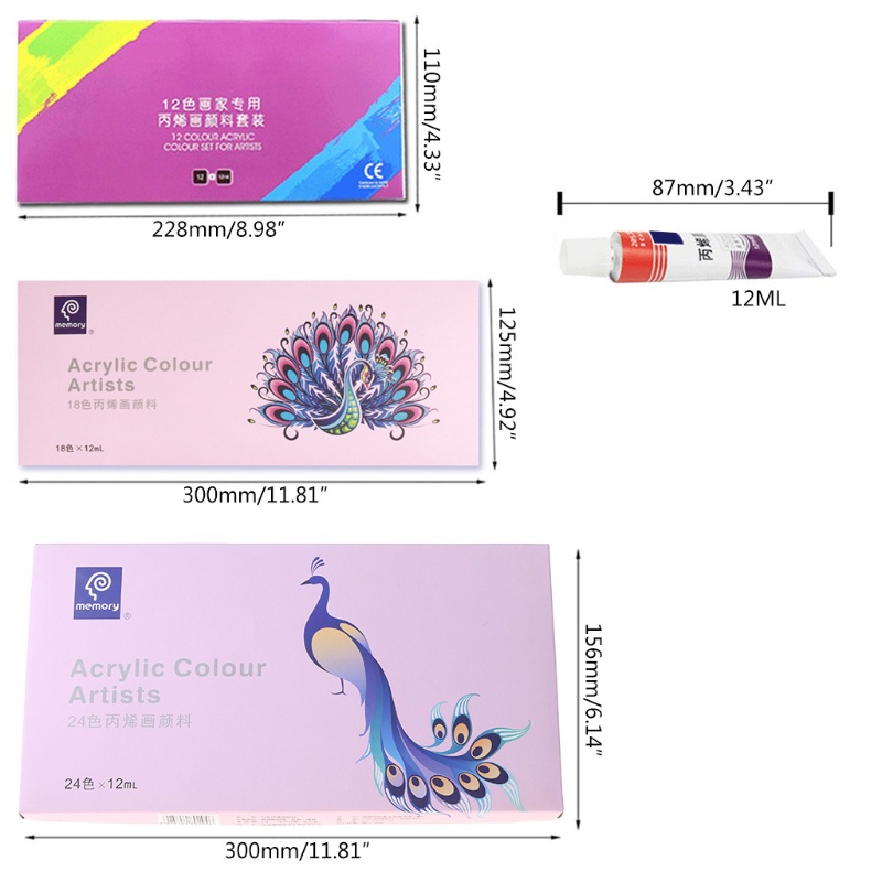 Bộ 12 / 18 / 24 Màu Vẽ Acrylic 12ml Cho Bé