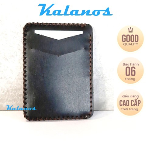 Ví mini da bò cao cấp Kalanos KBN560-Den, Ví card đựng thẻ nhỏ gọn đẹp màu đen