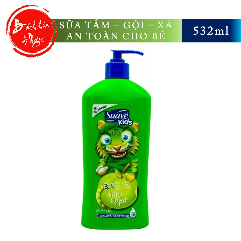 [USA] SỮA TẮM GỘI XẢ SUAVE KIDS 532ML AN TOÀN VÀ DỊU NHẸ VỚI LÀN DA BÉ - HƯƠNG DƯA HẤU, DỪA VÀ TÁO