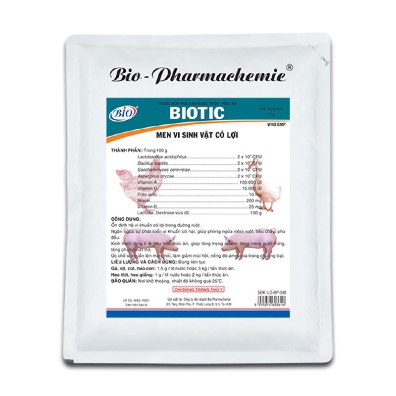 BIOTIC MEN VI SINH CÓ LỢI, tăng trọng, giảm mùi hôi (gói 100g)