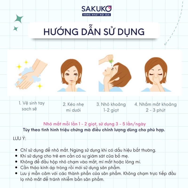 Nước Nhỏ Mắt V Rohto Cool 40α, Rohto Vita Bổ Sung Vitamin Nội Địa Nhật Bản 12ml - SAKUKO