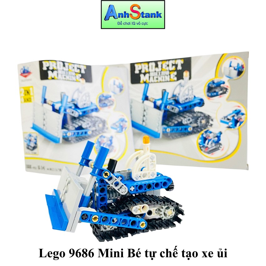 Đồ chơi lắp ráp Bé tự chế tạo xe kéo ủi 169 chi tiết bánh răng chuyển động chuẩn STEM dòng 9686 education