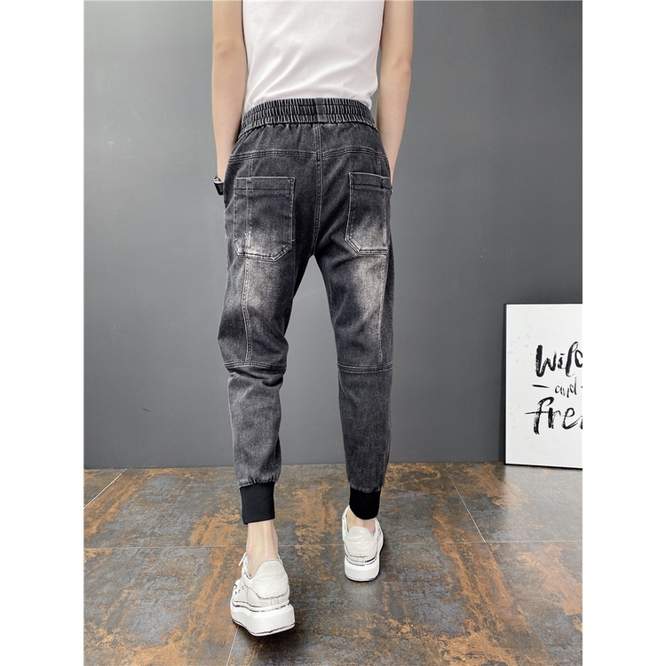 Quần Jean Jogger Nam Phong Cách Thể Thao Xu Hướng Quần Cạp Chun Bo Gấu