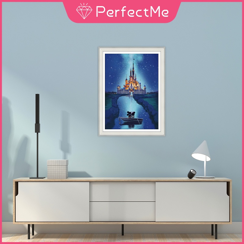 Bộ tranh đính đá 5D DIY hình lâu đài để trang trí nhà