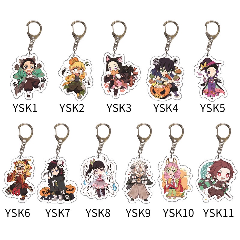 Móc khóa từ nhựa acrylic họa tiết hoạt hình Songping Demon Slayer Tanjirou Nezuko Zenitsu Inosuke