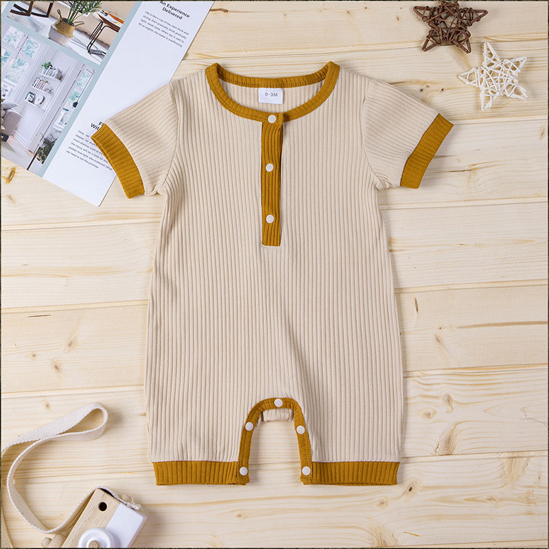 Jumpsuit Cotton Ngắn Tay Mềm Mại Cho Bé