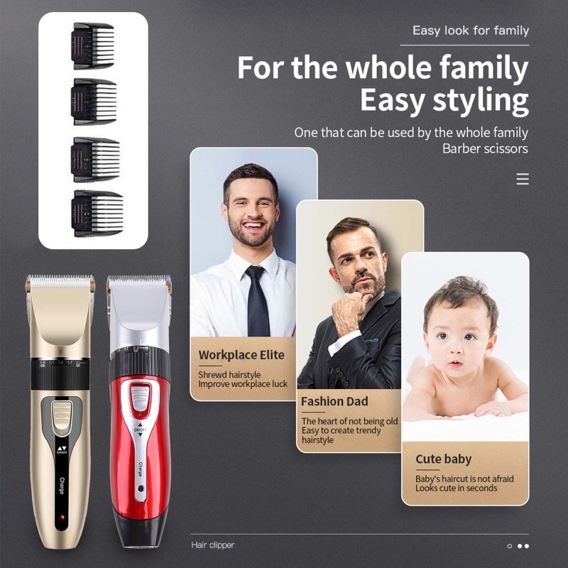 Bộ Máy cạo râu Cắt Tóc Lưỡi Sứ Ít Tiếng Ồn Tiện Dụng Cho Người Lớn Và Trẻ Em