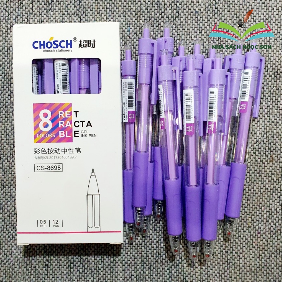 Bút Bấm Tím Xanh Đỏ Đen - Bút Gel Bấm Chosch CS-8698