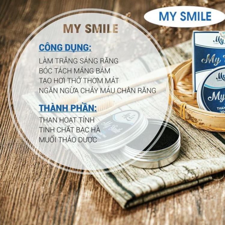 CHÍNH HÃNG (TẶNG 1 BÀN CHẢI) Bột than tre hoạt tính tẩy trắng răng, than hoạt tính My smile  100% mang lại hiệu quả