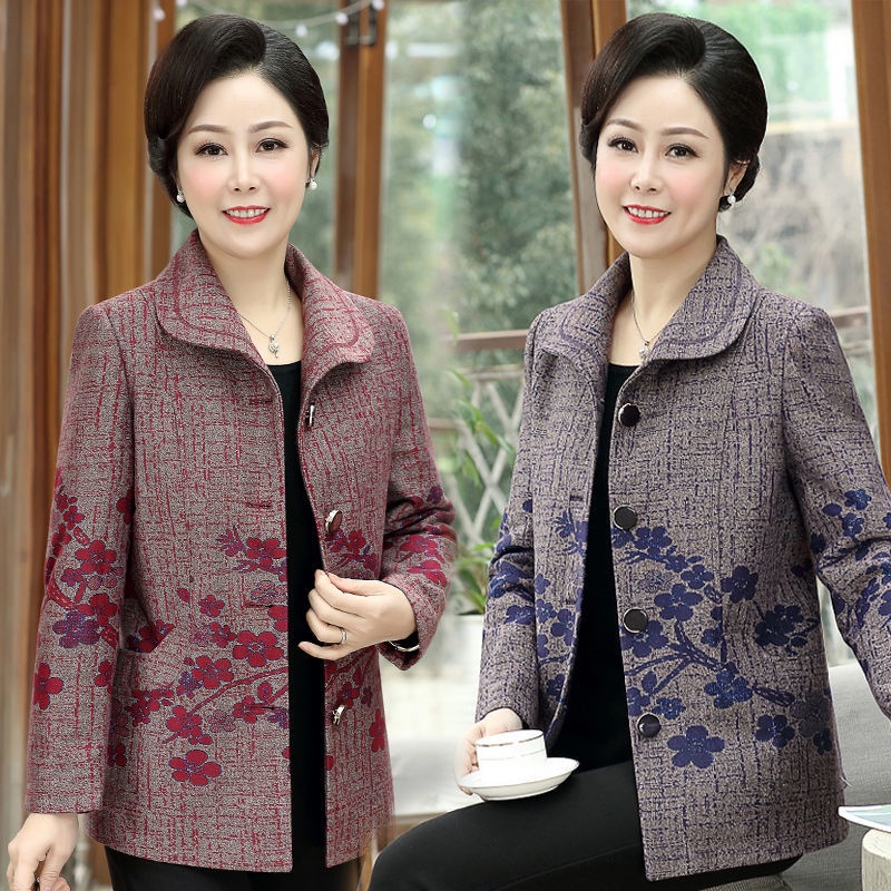 ◄Mẹ mặc mới mùa xuân và thu áo khoác ngắn dài tay quần hàng đầu 60 tuổi 70 tính khí trung niên người già phụ nữ