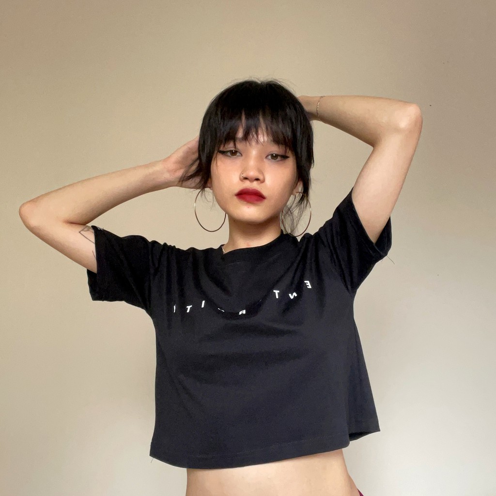 Áo croptop tay ngắn WEARIT nữ chất liệu cotton cao cấp co dãn, croptop kiểu dáng rộng Croptop enternity