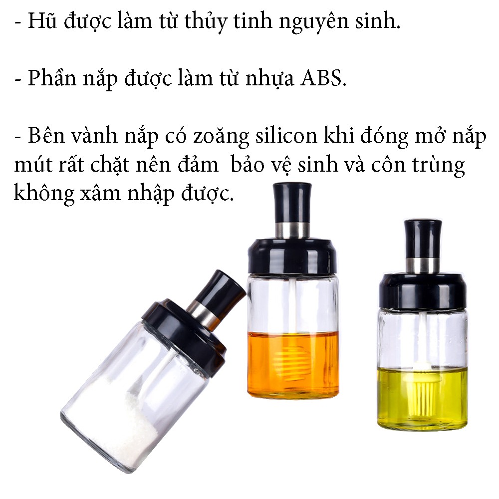 Hũ Đựng Gia Vị-Lọ Gia Vị Kèm Thìa,Phết Dầu,Quét Mật Ong Chất Liệu Thủy Tinh cường lực (tempered glass) do ducstore PP | BigBuy360 - bigbuy360.vn