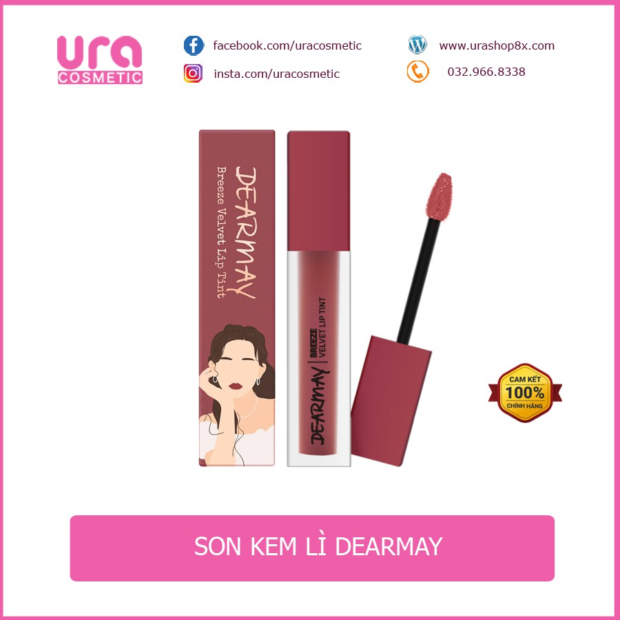 Son Kem Dearmay Breeze Velvet Lip Tint 4.4g Lì, Mịn Mượt Như Nhung