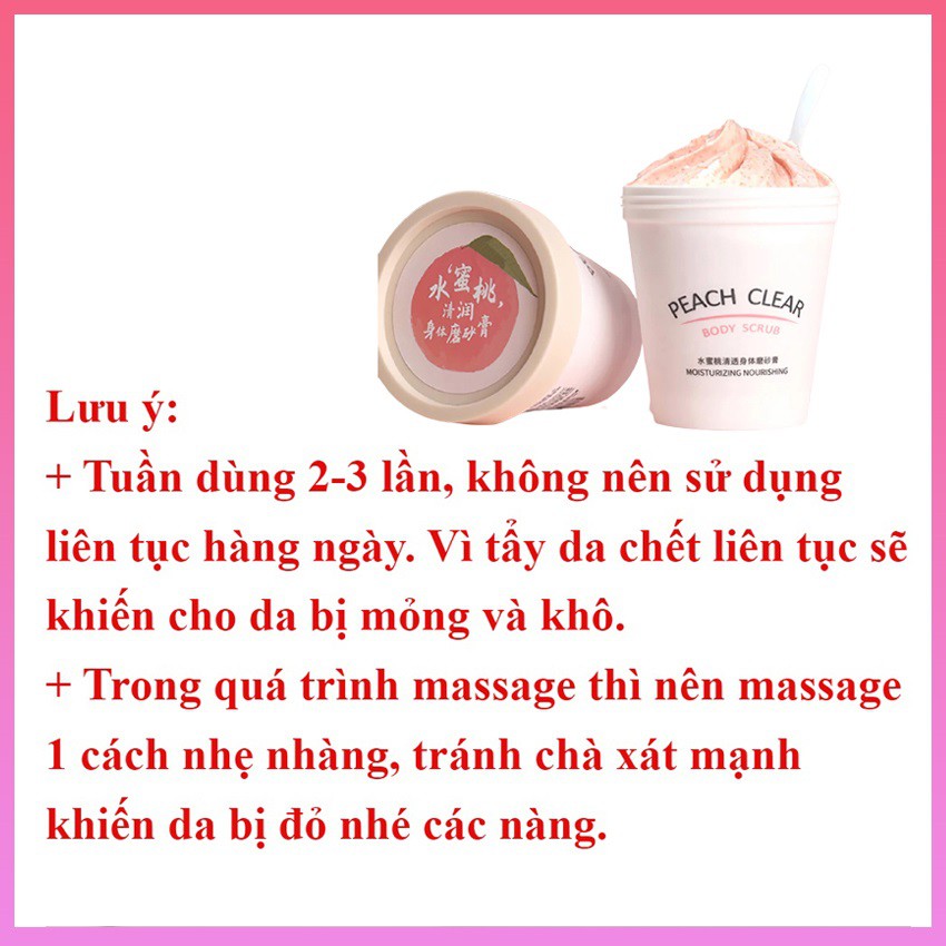 Hũ Tẩy Da Chết Body đào Heyxi Peach Clear Body Scrub 200G - Tẩy Tế Bào Chết Toàn Thân