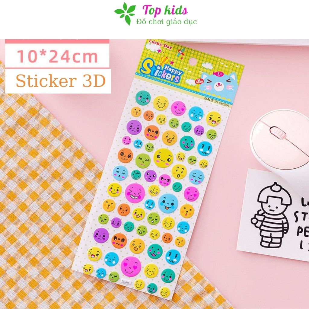 Sticker cute hình dán dễ thương nổi 3D kích thước 24 x10cm nhiều mẫu đa dạng cho bé trai bé gái - TOPKIDS