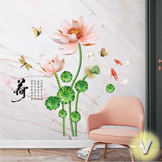 Decal dán tường Hoa sen hồng