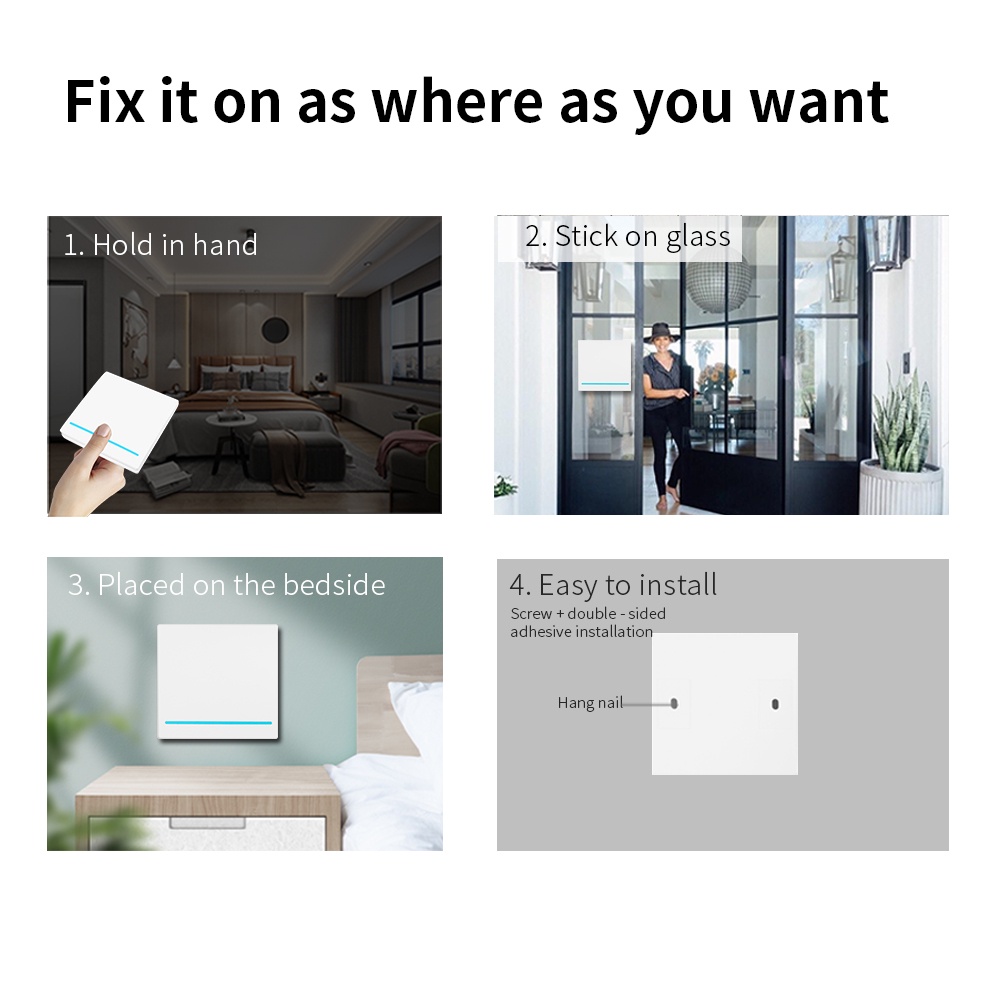 Tuya ZigBee 3.0 thông minh chuyển đổi cảnh nút điều khiển từ xa chuyển đổi miễn phí hệ thống dây điện miễn phí dán Alexa Google nhà thông minh cuộc sống okase