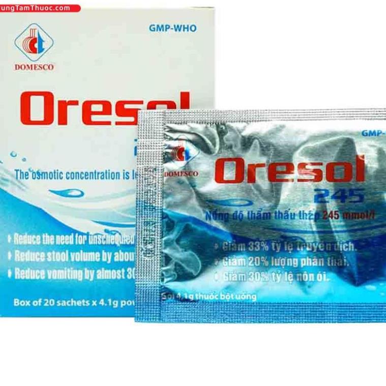 CHÍNH HÃNG DMC ORS 245 ORZ DMC HỘP 20 GÓI BÙ ĐIỆN GIẢI , NƯỚC BIỂN KHÔ ORESOL DOMESCO