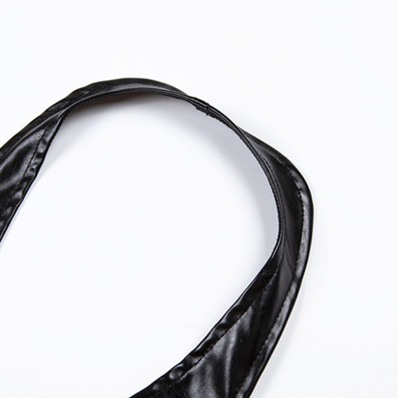 Áo croptop giả da không tay cổ V đan dây chéo lưng gợi cảm cho nữ