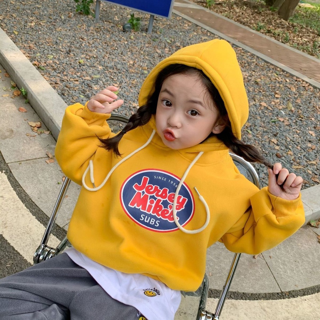 Áo khoác lông cừu dày có mũ trùm đầu mùa đông phong cách Hàn Quốc mới cho bé gái 2021