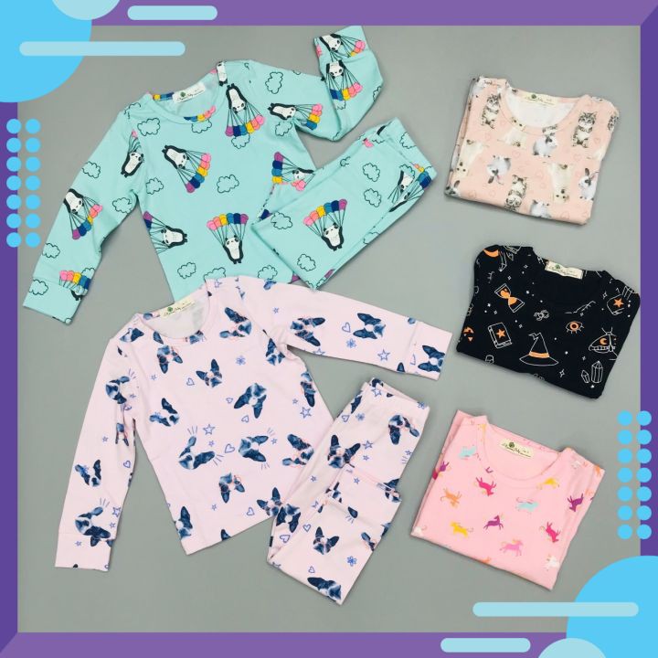 Bộ thu đông cho bé gái, đồ bộ thun bé gái chất cotton mềm mát, size 1-8 tuổi - SAUKIDS