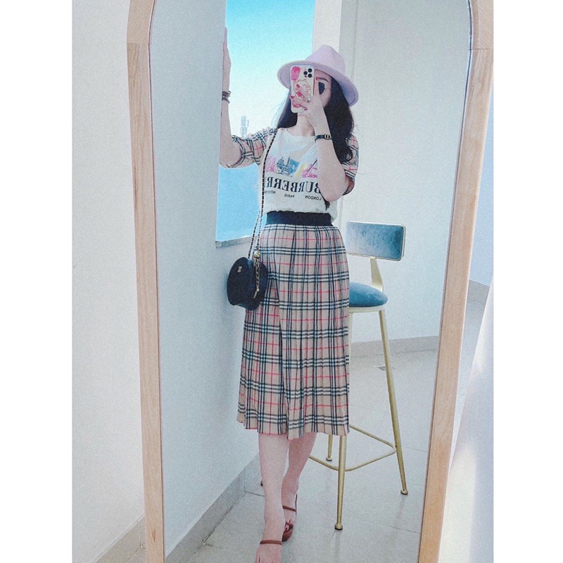 Set áo thun cotton chân váy caro, Set váy nữ dập ly cao cấp | BigBuy360 - bigbuy360.vn